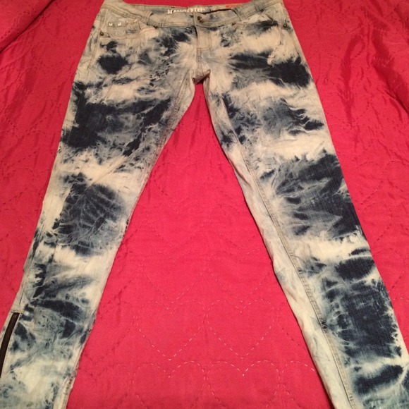 Bleached denim jeans