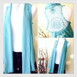 DELICATE AQUA COVER UP VEST.