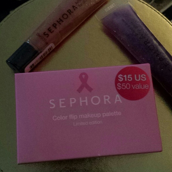 Set of Sephora makeup palette and two lip gloss
