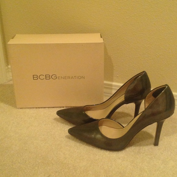 BCBG silver heels
