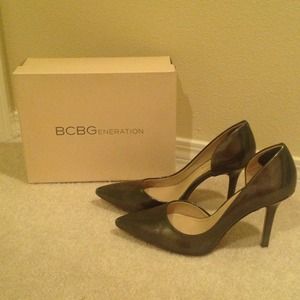 BCBG silver heels