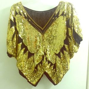 Beautiful black & gold sequenced top