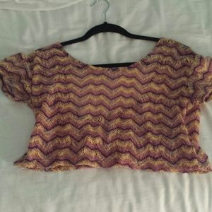 COLORFUL STRIPE CROSS BACK CROP TOP