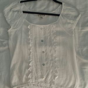 WHITE LACE BUTTON VINTAGE HIPPIE BOHO TOP
