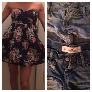 Floral skater dress and Hollister short bundle