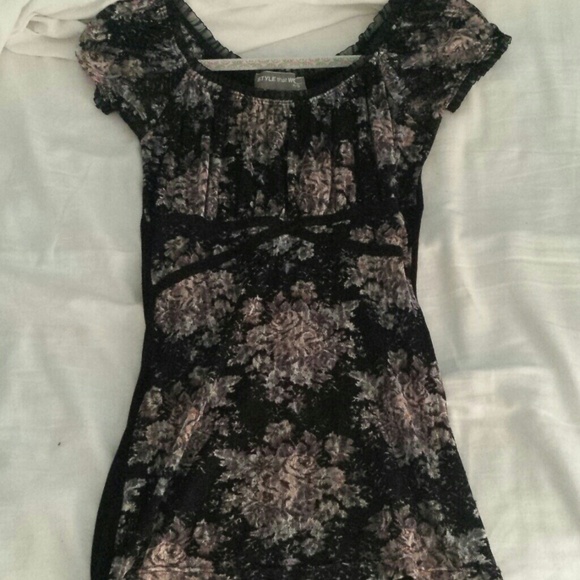 FLORAL LACE SHORT SLEEVE TEE SHIRT TOP