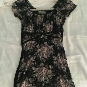 FLORAL LACE SHORT SLEEVE TEE SHIRT TOP