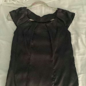 GREY BLACK PLEATED SILK TOP