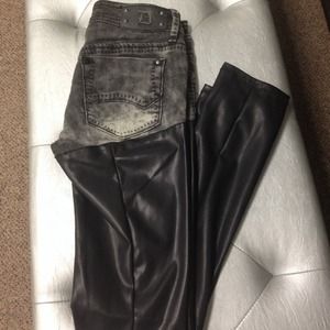 Dollhouse Black Faux Leather Leg Jeans