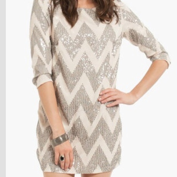 Chevron Sequin Shift Dress
