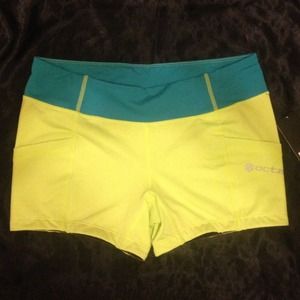 Bright green and blue work out shorts