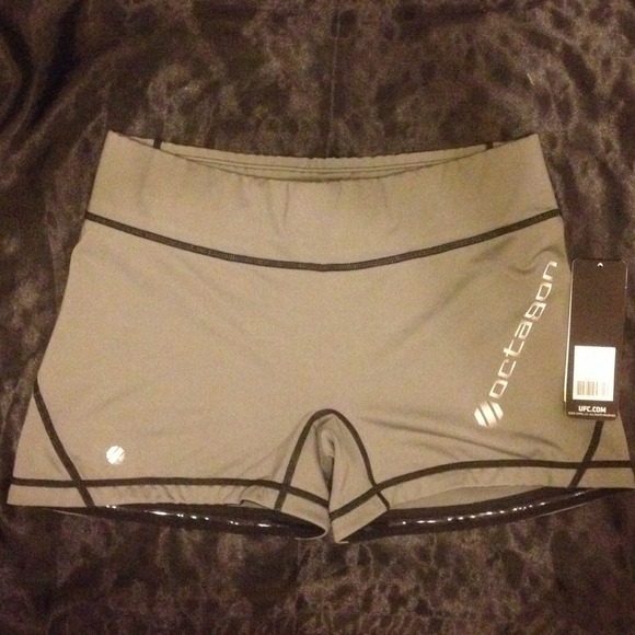 Black and grey active workout shorts