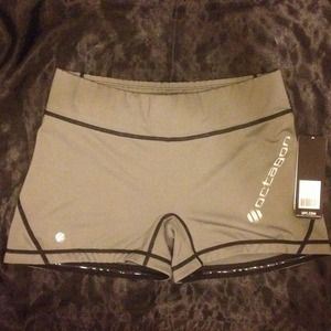 Black and grey active workout shorts