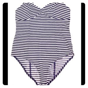 Pin striped, bodysuit.