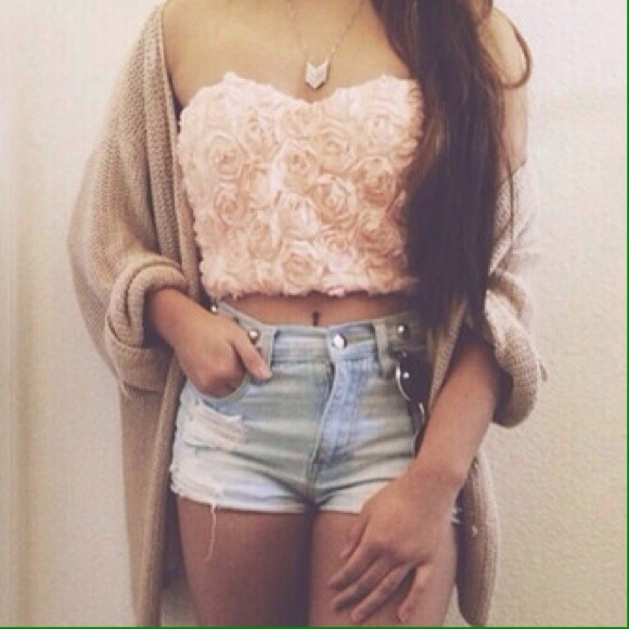 *hold* 3D flower corset bustier rose top