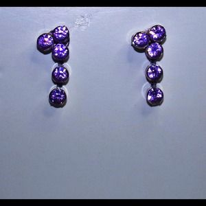 Handcrafted Cuplink Amythest Dangle Stud Earrrings