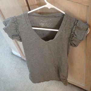 Ruffle sleeve cotton shirt