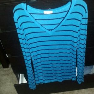 Stripped turquoise shrit