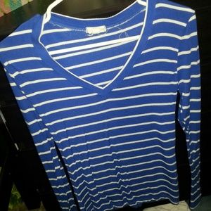 Dark blue sripped shirt