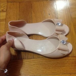 NWOT Nude Jelly Bow Flats