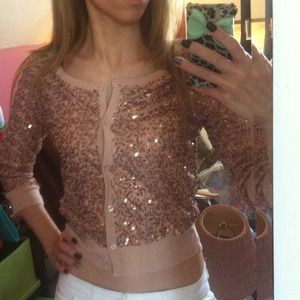 Creamy nude sequin cardi
