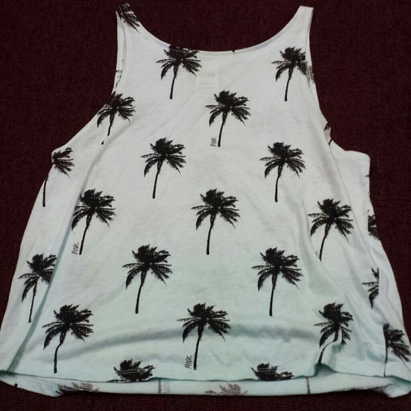 Victorias secret love pink palm tree blue tank