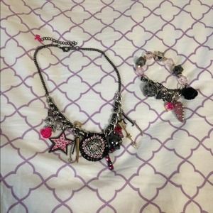 Betsey Johnson Charm Necklace and Bracelet