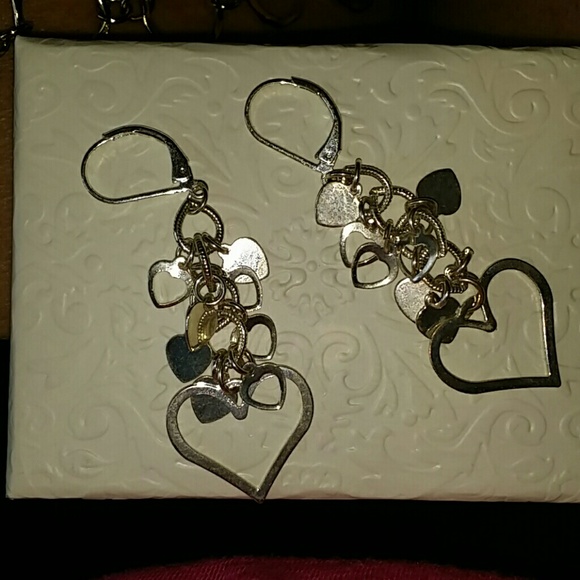 Silver dangle earrings hearts free with purchase