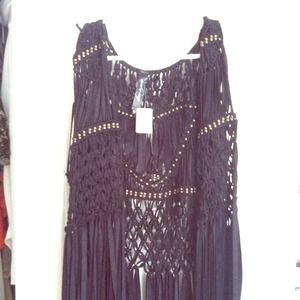 Black 'Dance In Paris' Crochet Vest, NWT