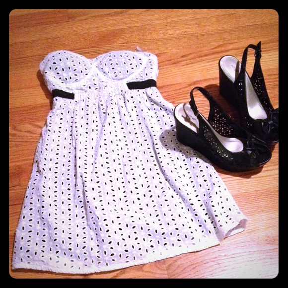 SOLD!!!!Black & White Eyelet Dress