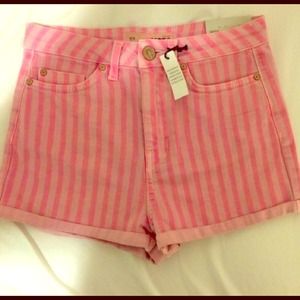 High Waisted Pink Striped Shorts