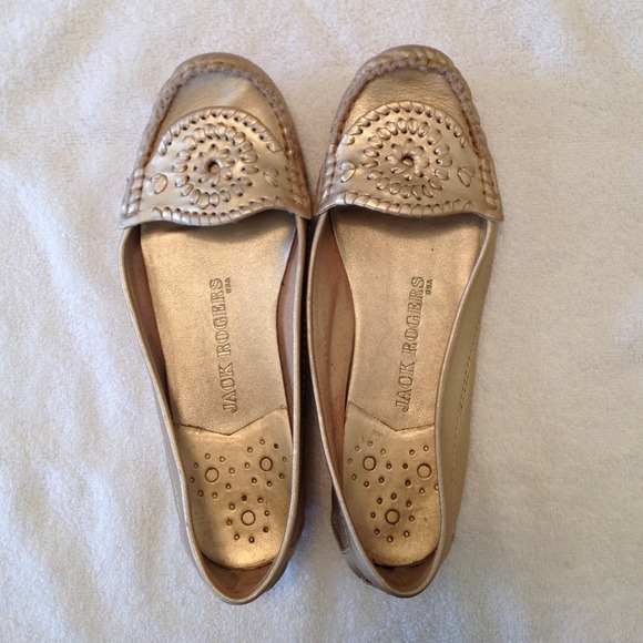 Jack Rogers Gold & Black Loafers Size 7 Bundle