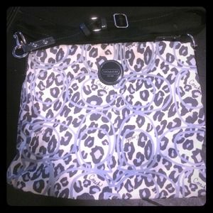 Coach Crossbody Blue & White Leopard Print Bag