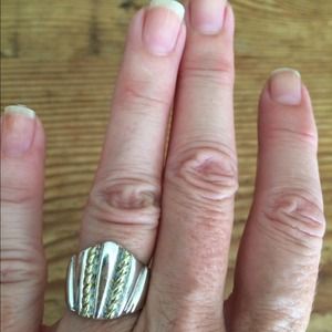 Sterling silver and gold rope ring