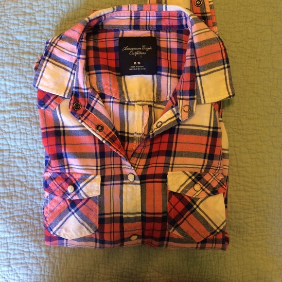 New American Eagle Pink/Red/Blue Flannel