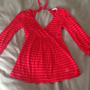 Orange, Red Guess Top.