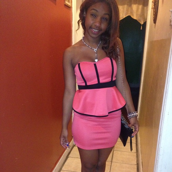 Coral peplum dress