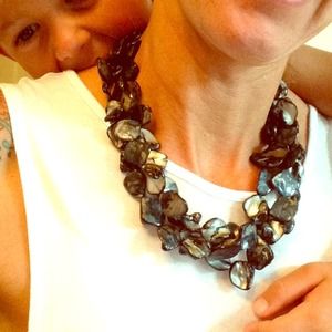 Gray toned shell costume necklace