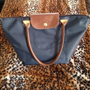 Navy blue Longchamp 'Small Le Pliage' Shoulder Bag