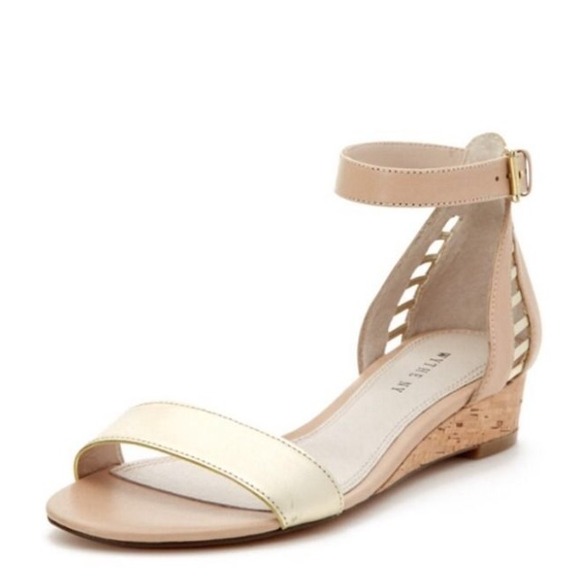 Wythe NY Gold Nude Leather Sandals Wedge shoes