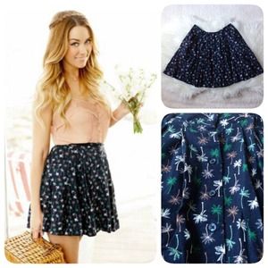 LC Lauren Conrad Palm Tree Pleated Skirt