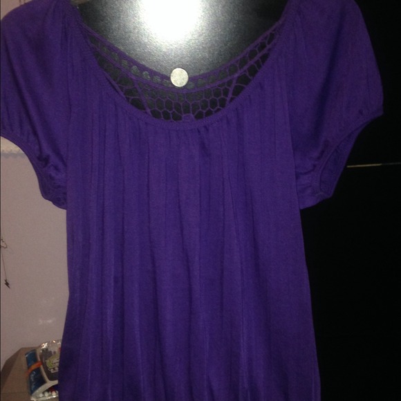 Purple Shirt with Bateau neckline and Lace back