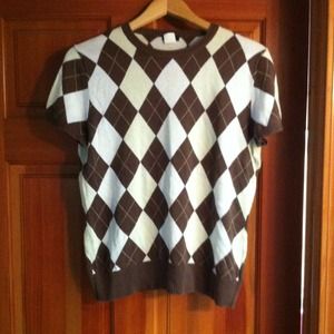 JCrew Argyle Short-sleeved Sweater