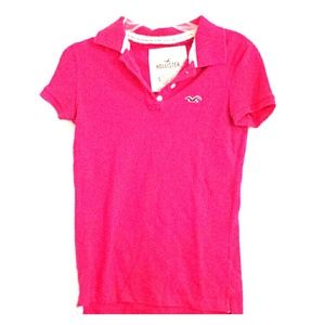 This is a pink collared Hollister top.