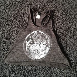 Dark gray shirt with YIN YANG FLOWER PRINT!