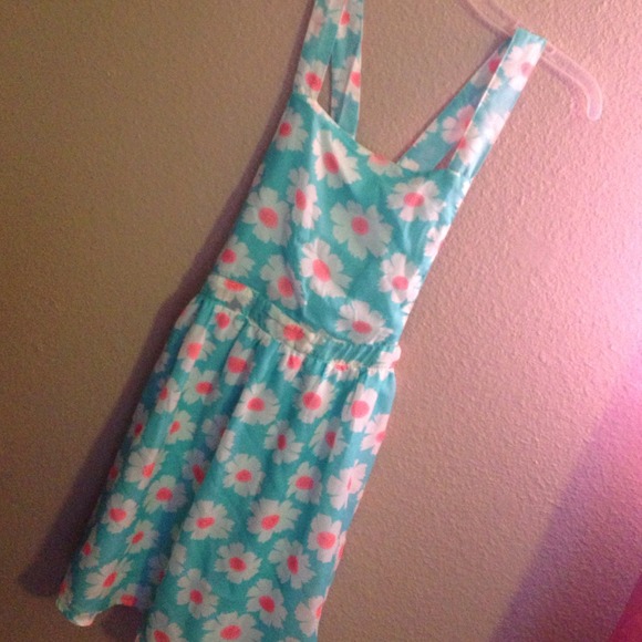 Overall flower print dress new