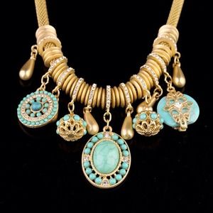Red Sea Turquoise Charm Necklace-NWOT