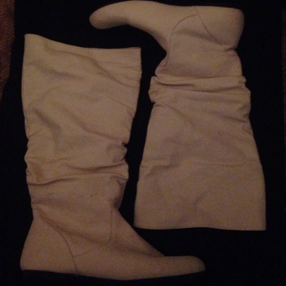 White mid-calf boots