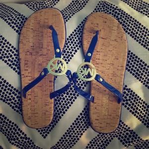 Blue Michael Kors Flip Flops