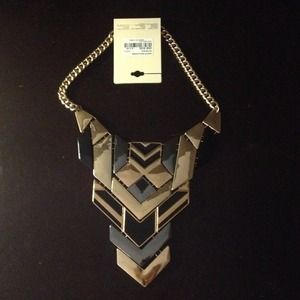 New Forever 21 Statement necklace gold black gray